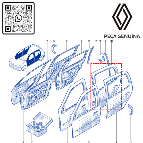 RN 232799 7752232799 Porta Traseira Esquerda Renault Clio Nova Original 99 A 2013 3